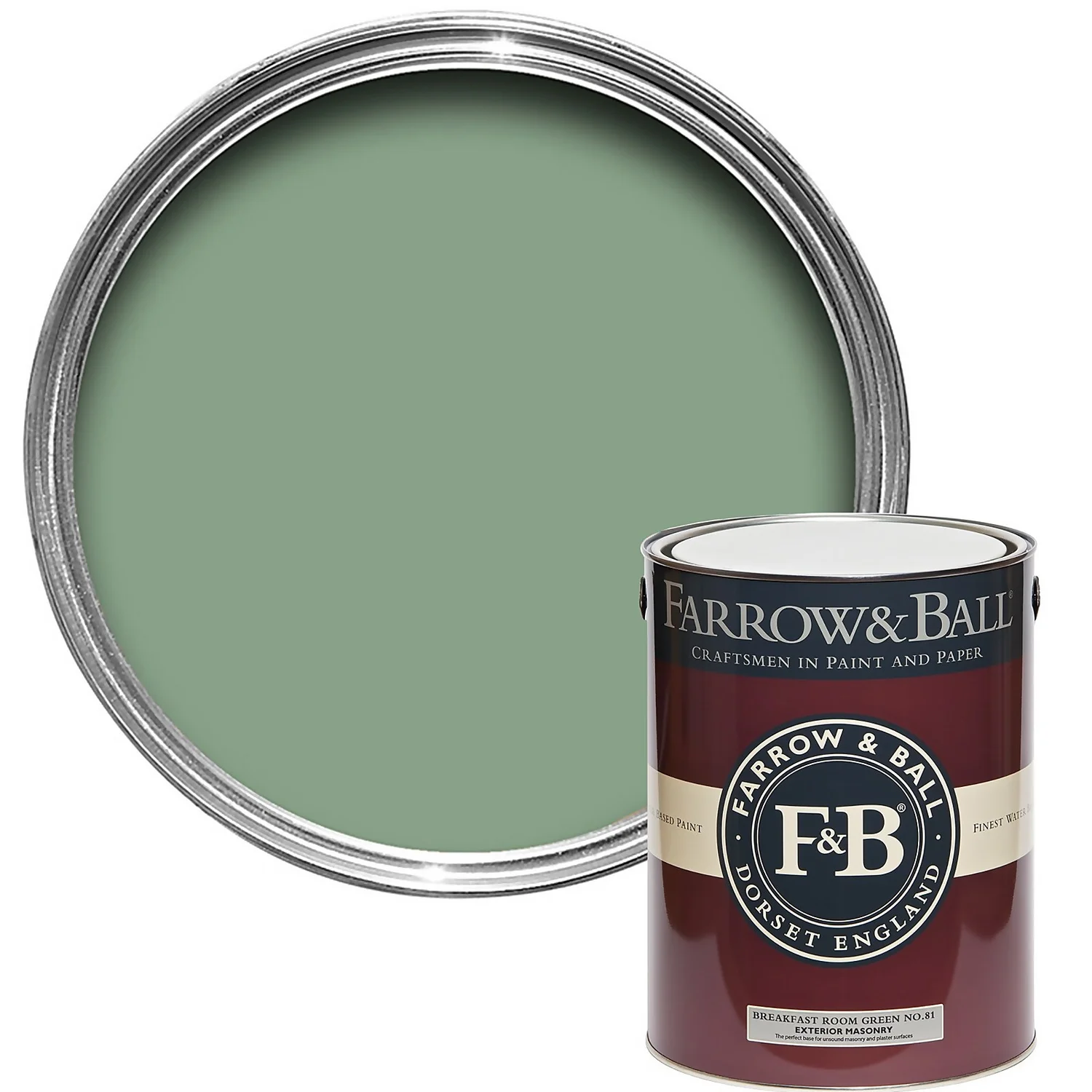 Farrow & Ball Exterior Masonry Paint Breakfast Room Green - 5L 1 Farrow & Ball Exterior Masonry Paint Breakfast Room Green - 5L