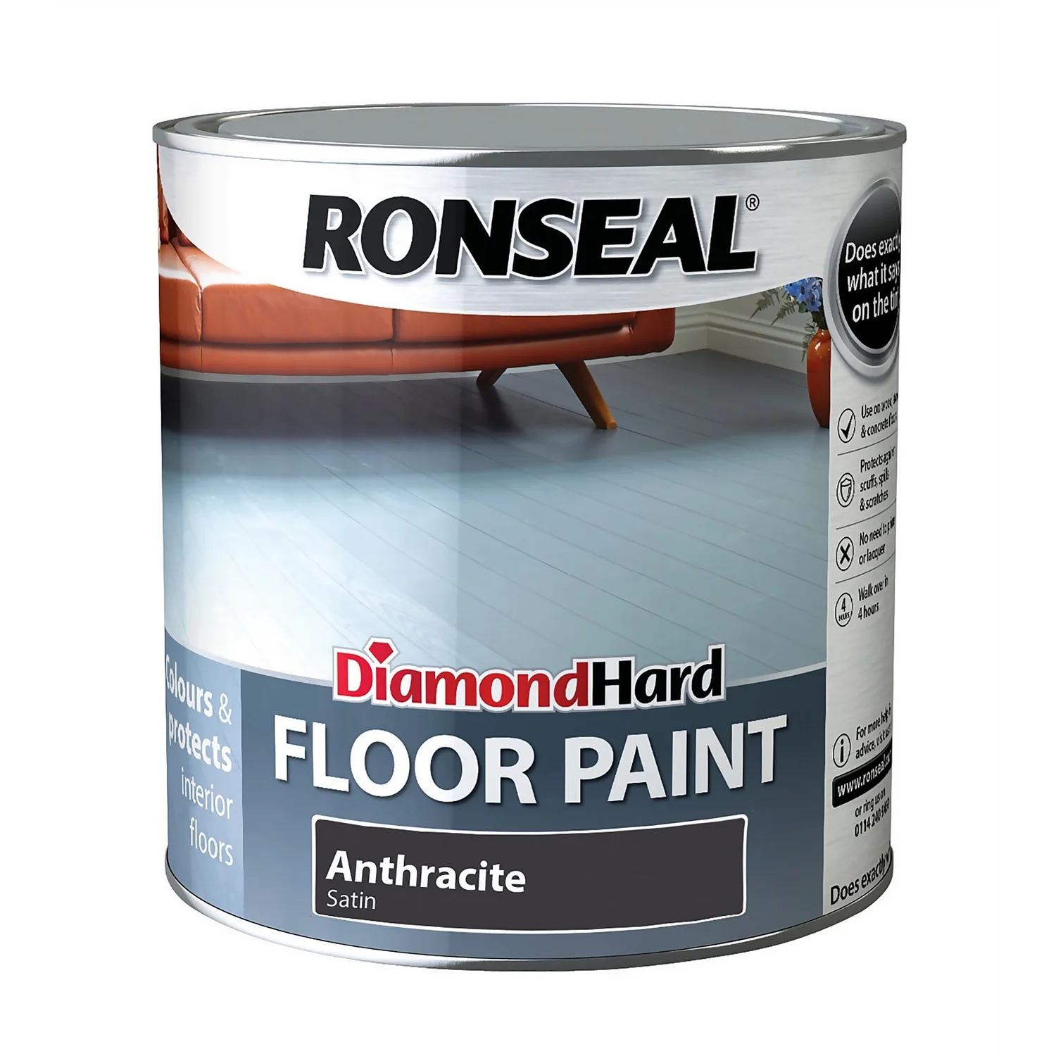 Ronseal Diamond Hard Floor Paint Anthracite - 2.5L 1 Ronseal Diamond Hard Floor Paint Anthracite - 2.5L