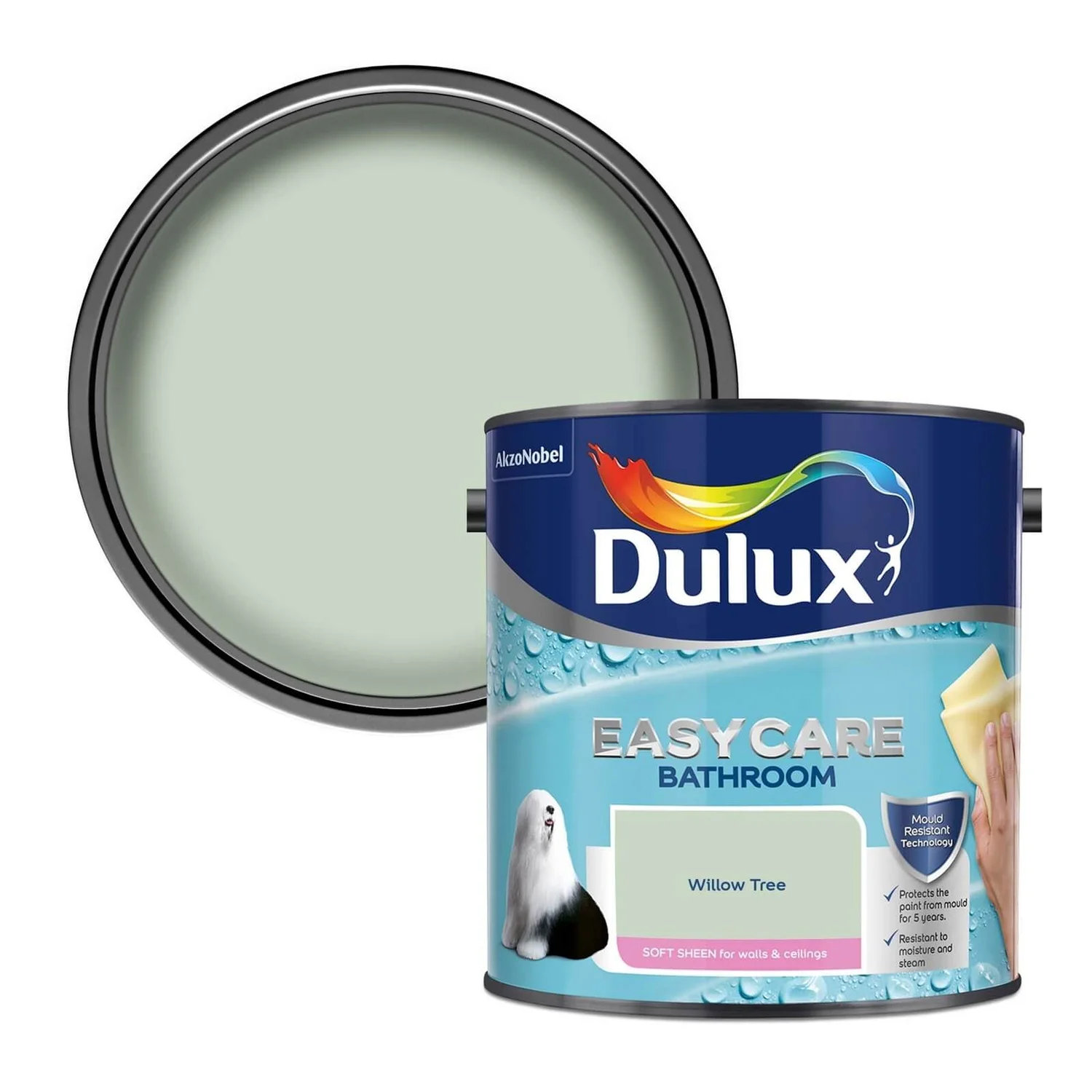 Dulux Easycare Bathroom Willow Tree - Soft Sheen Emulsion Paint - 2.5L 1 Dulux Easycare Bathroom Willow Tree - Soft Sheen Emulsion Paint - 2.5L
