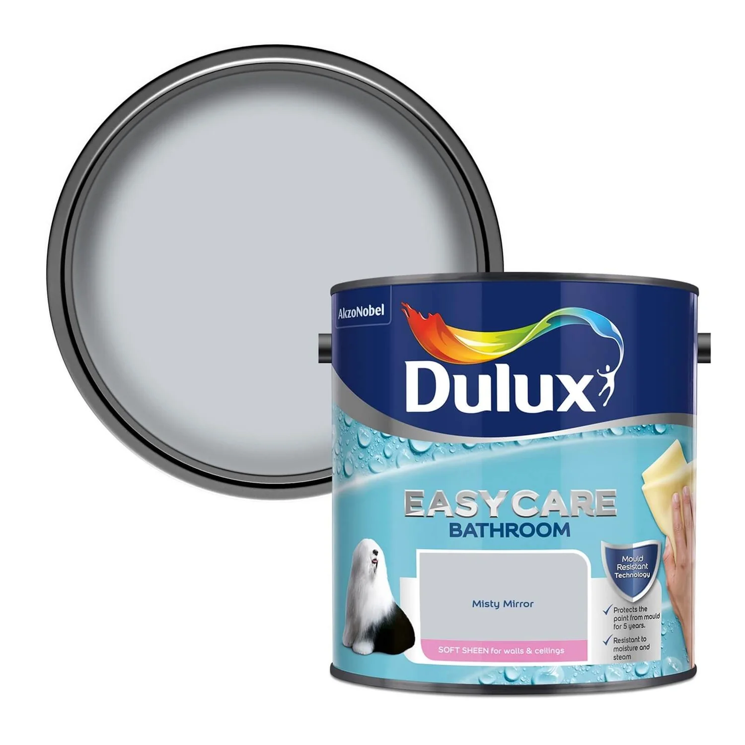 Dulux Easycare Bathroom Misty Mirror - Soft Sheen Emulsion Paint - 2.5L 1 Dulux Easycare Bathroom Misty Mirror - Soft Sheen Emulsion Paint - 2.5L