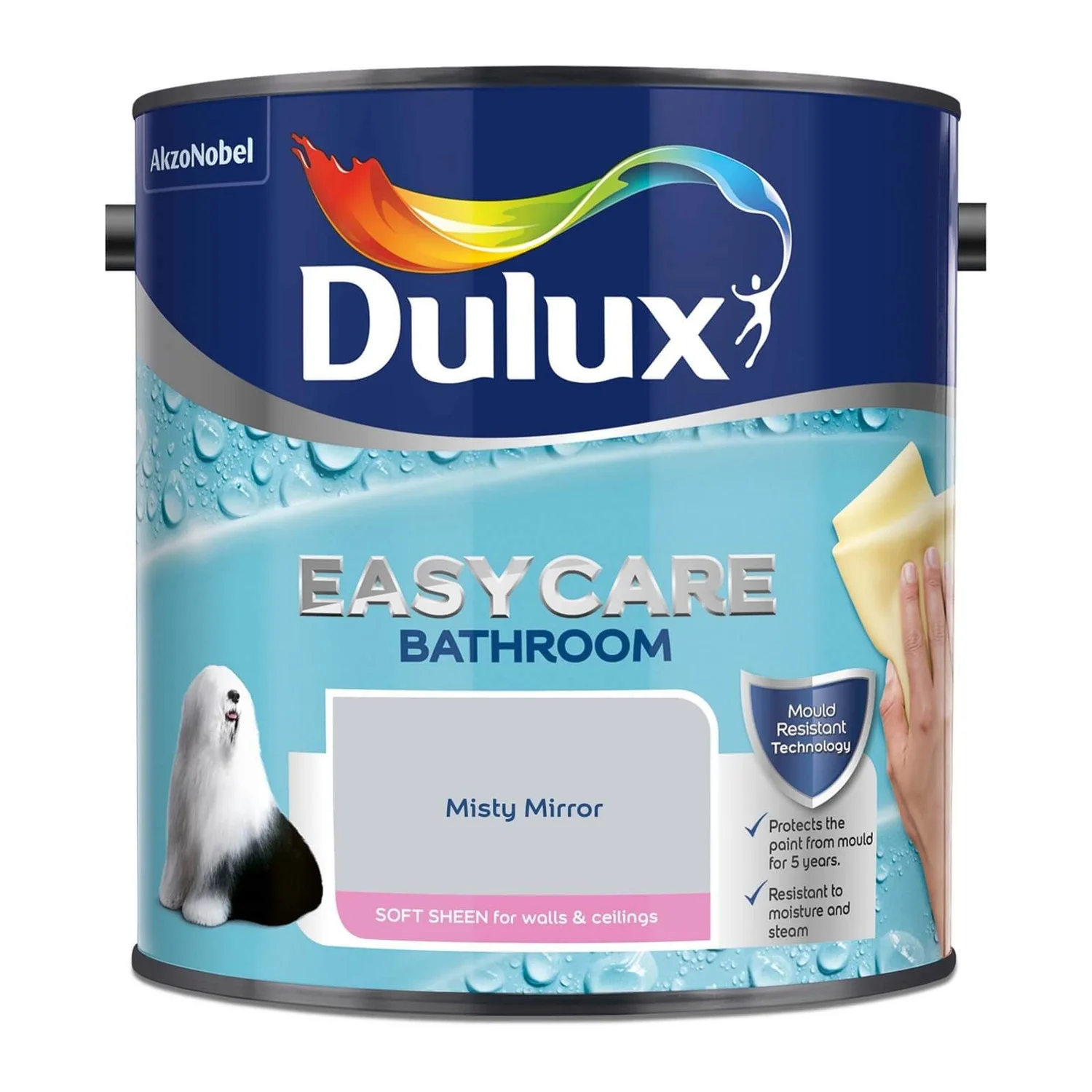 Dulux Easycare Bathroom Misty Mirror - Soft Sheen Emulsion Paint - 2.5L 4 Dulux Easycare Bathroom Misty Mirror - Soft Sheen Emulsion Paint - 2.5L - Image 4