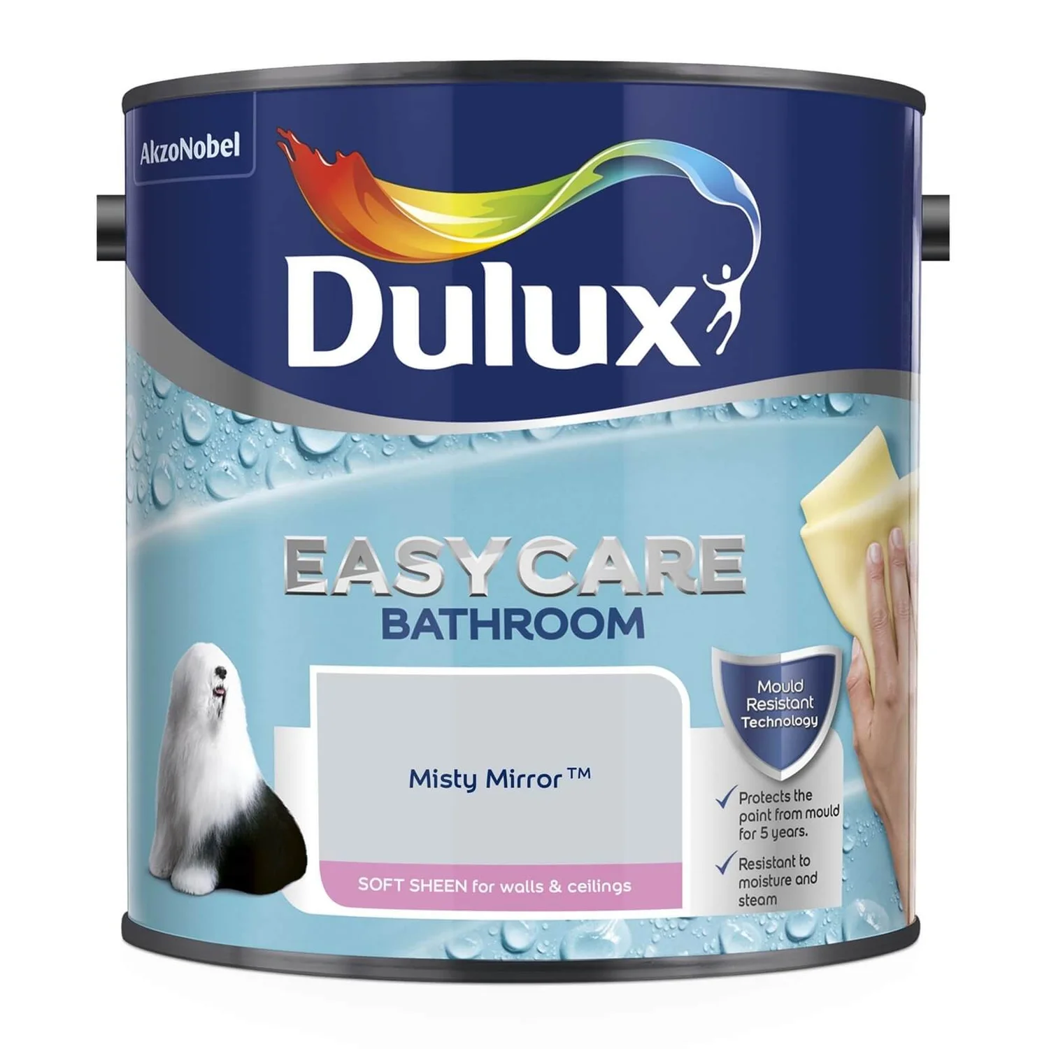 Dulux Easycare Bathroom Misty Mirror - Soft Sheen Emulsion Paint - 2.5L 2 Dulux Easycare Bathroom Misty Mirror - Soft Sheen Emulsion Paint - 2.5L - Image 2