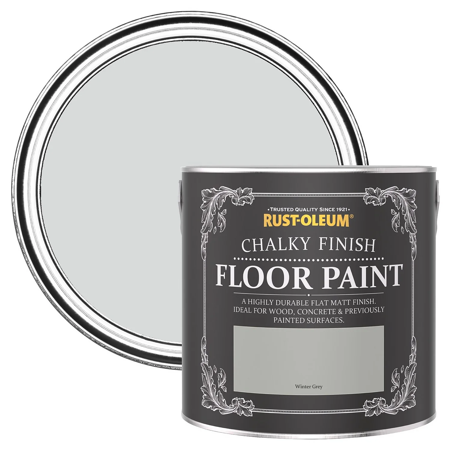 Rust-Oleum Chalky Floor Paint Winter Grey - 2.5L 1 Rust-Oleum Chalky Floor Paint Winter Grey - 2.5L