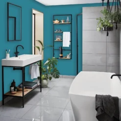 Homebase Bathroom Mid Sheen Paint - Teal 2.5L -Sandtex Shop 12832694 5434832978933286