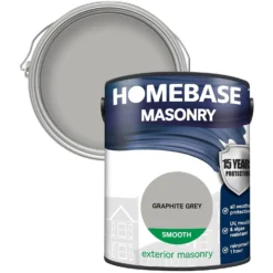 Homebase Smooth Masonry Paint - Graphite Grey 5L