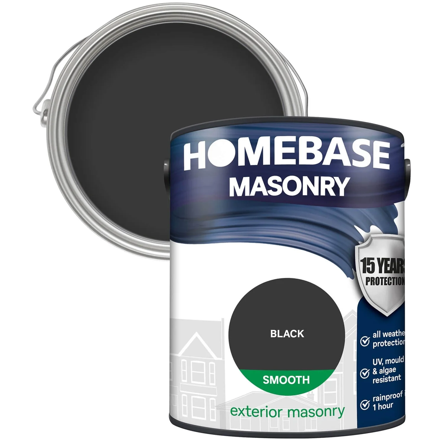 Homebase Smooth Masonry Paint - Black 5L 1 Homebase Smooth Masonry Paint - Black 5L