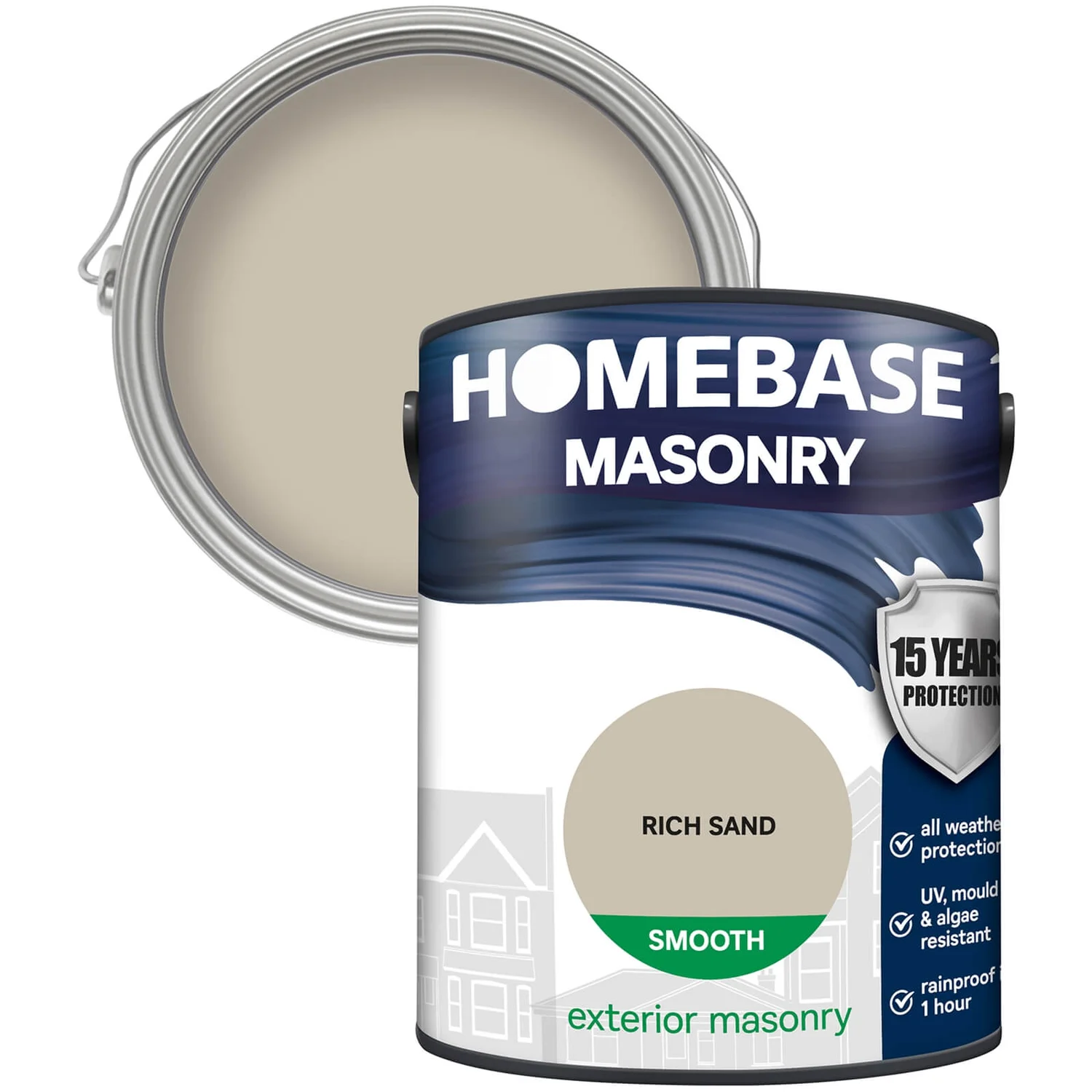 Homebase Smooth Masonry Paint - Rich Sand 5L 1 Homebase Smooth Masonry Paint - Rich Sand 5L