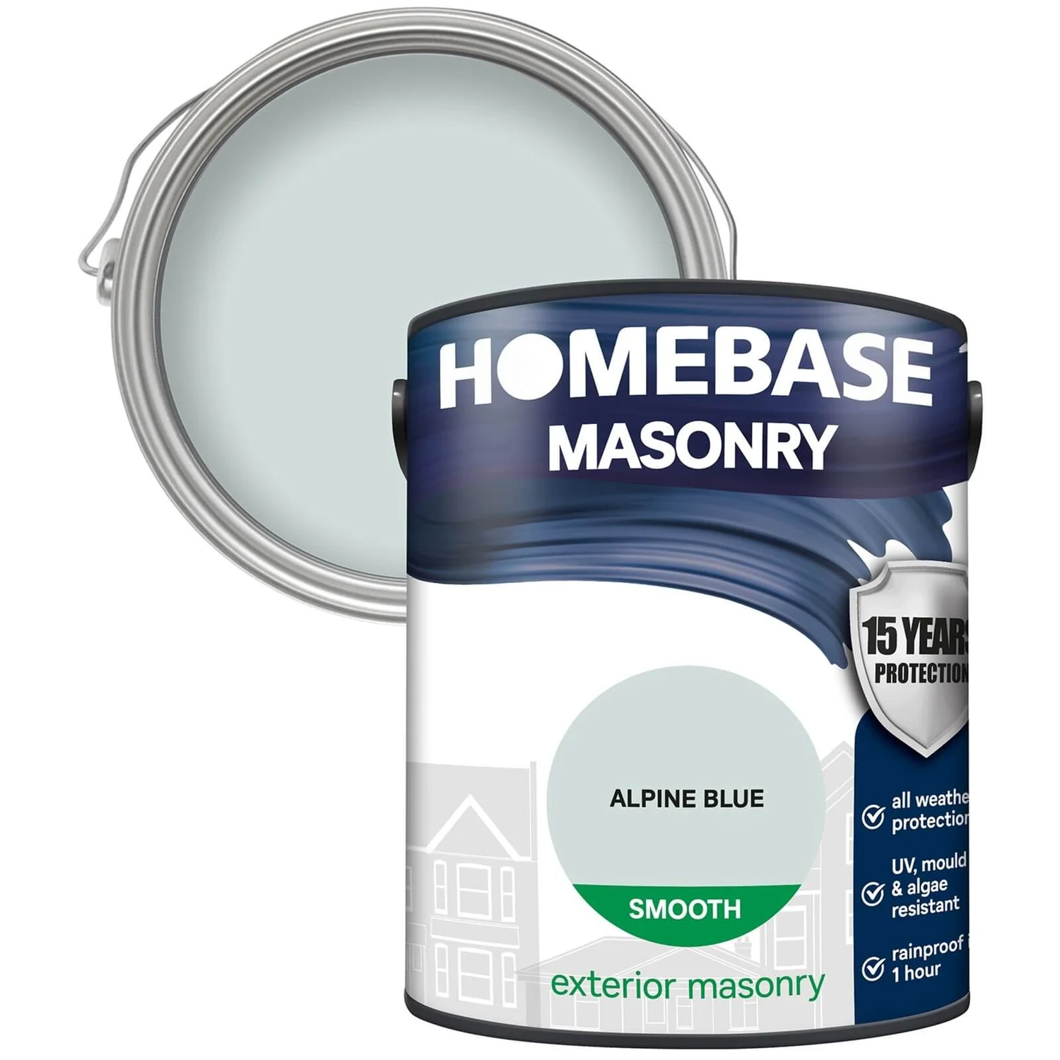 Homebase Smooth Masonry Paint - Alpine Blue 5L 1 Homebase Smooth Masonry Paint - Alpine Blue 5L
