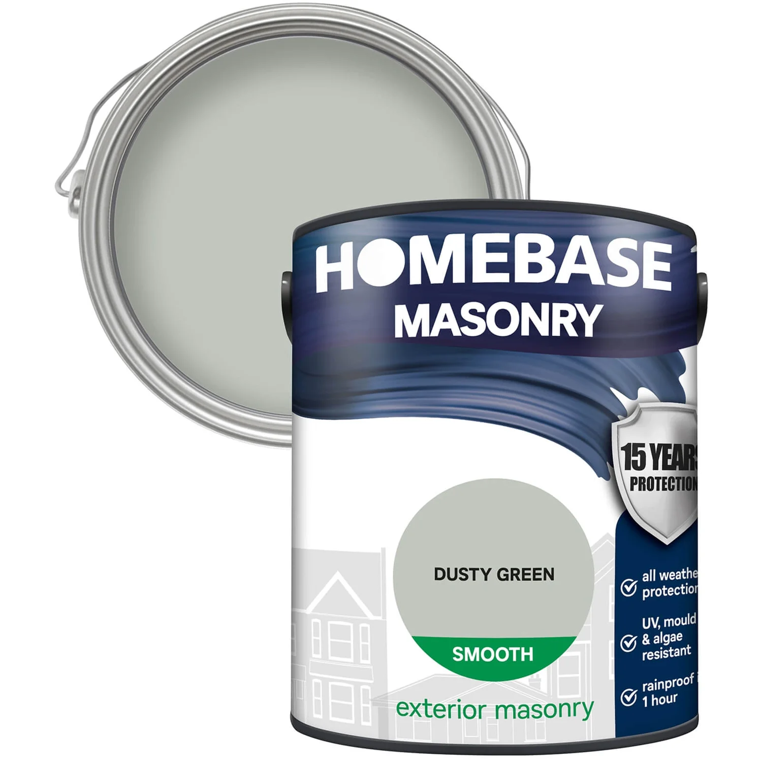 Homebase Smooth Masonry Paint - Dusty Green 5L 1 Homebase Smooth Masonry Paint - Dusty Green 5L
