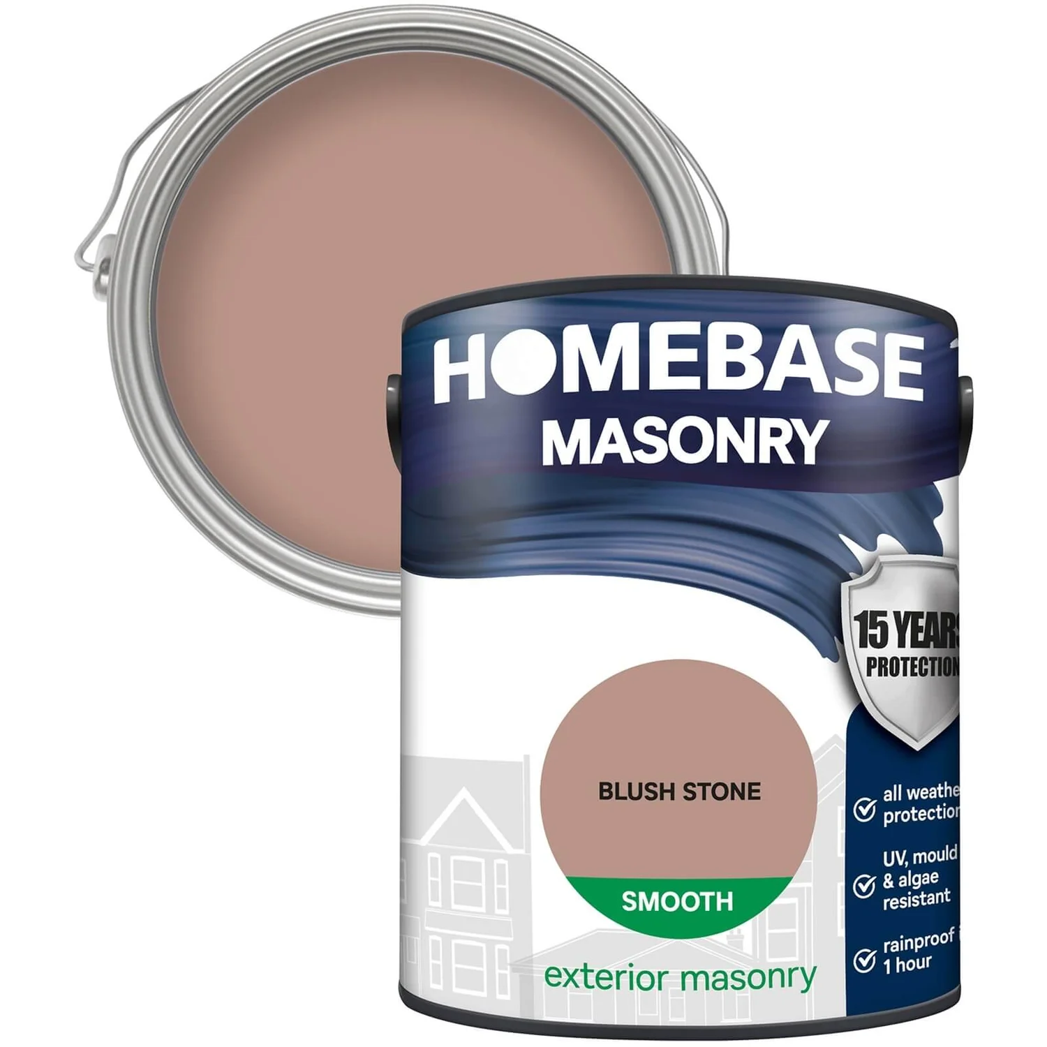 Homebase Smooth Masonry Paint - Blush Stone 5L 1 Homebase Smooth Masonry Paint - Blush Stone 5L