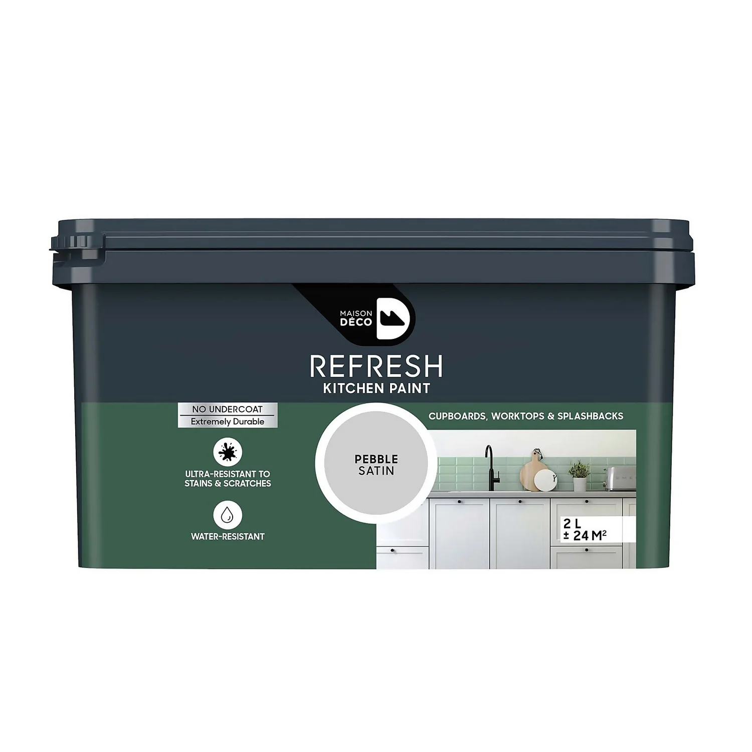 Maison Deco Refresh Kitchen Cupboards, Worktops & Splashbacks Paint Pebble - 2L 1 Maison Deco Refresh Kitchen Cupboards, Worktops & Splashbacks Paint Pebble - 2L