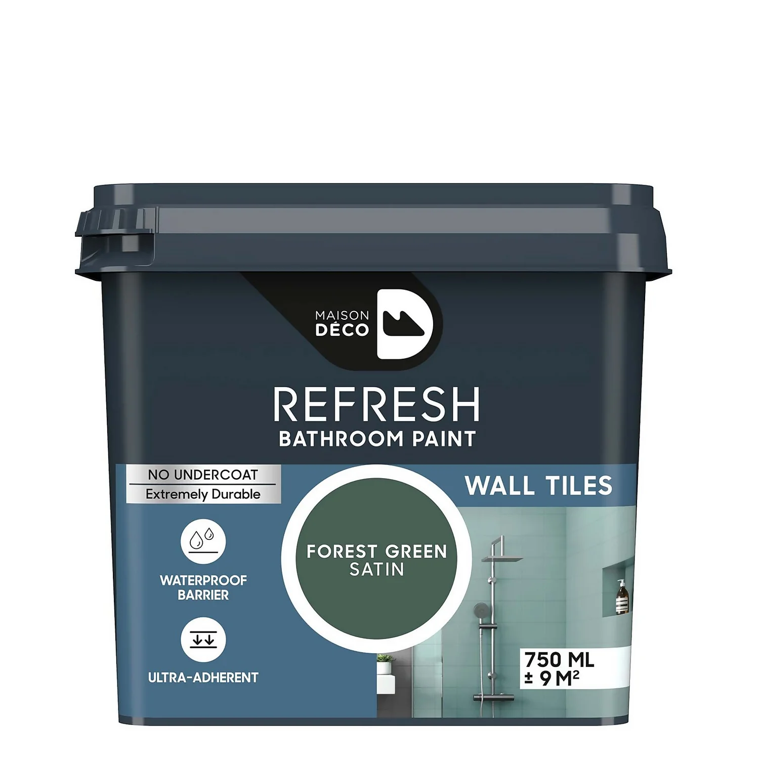 Maison Deco Refresh Bathroom Wall Tile Paint Forest Green - 750ml 1 Maison Deco Refresh Bathroom Wall Tile Paint Forest Green - 750ml