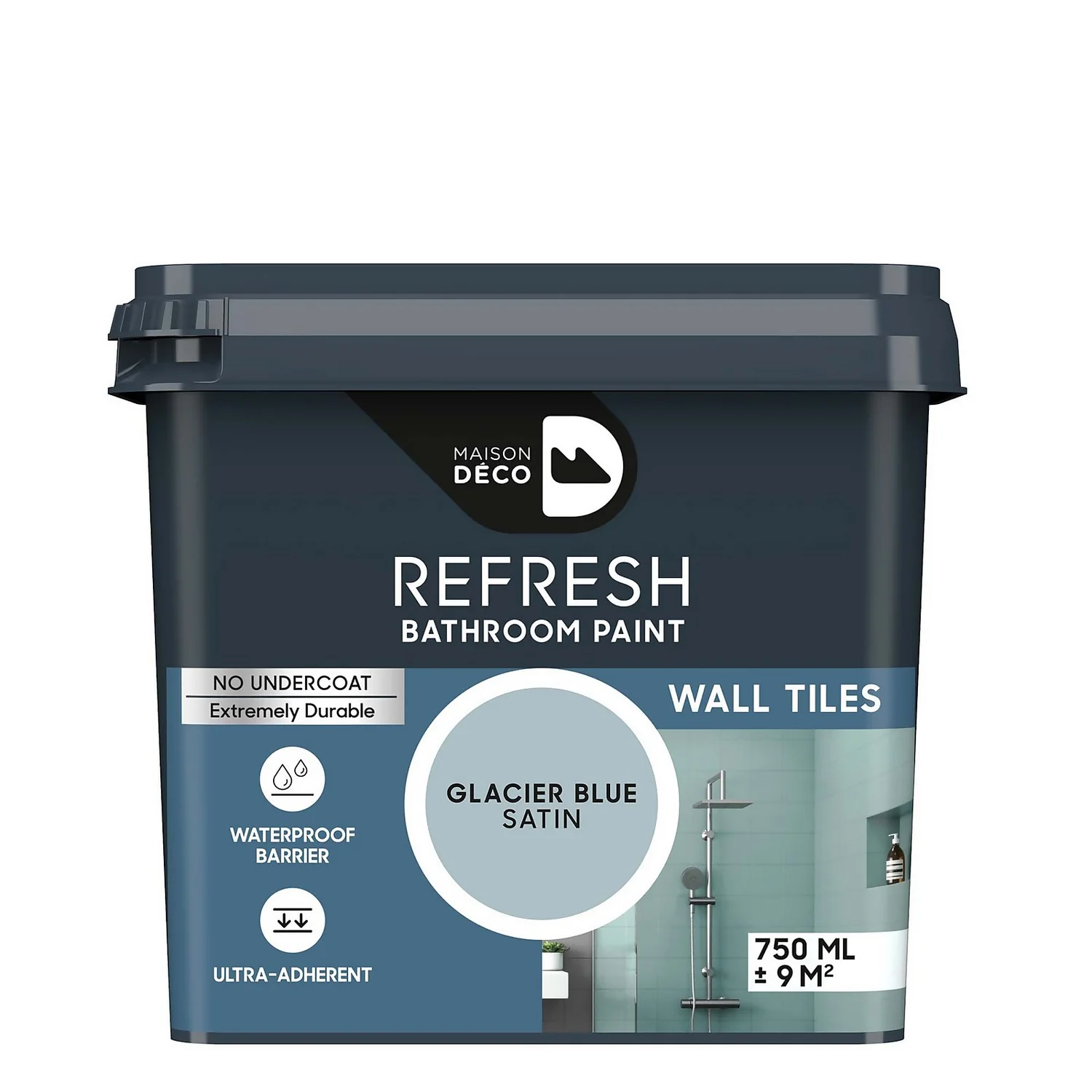Maison Deco Refresh Bathroom Wall Tile Paint Glacier Blue - 750ml 1 Maison Deco Refresh Bathroom Wall Tile Paint Glacier Blue - 750ml