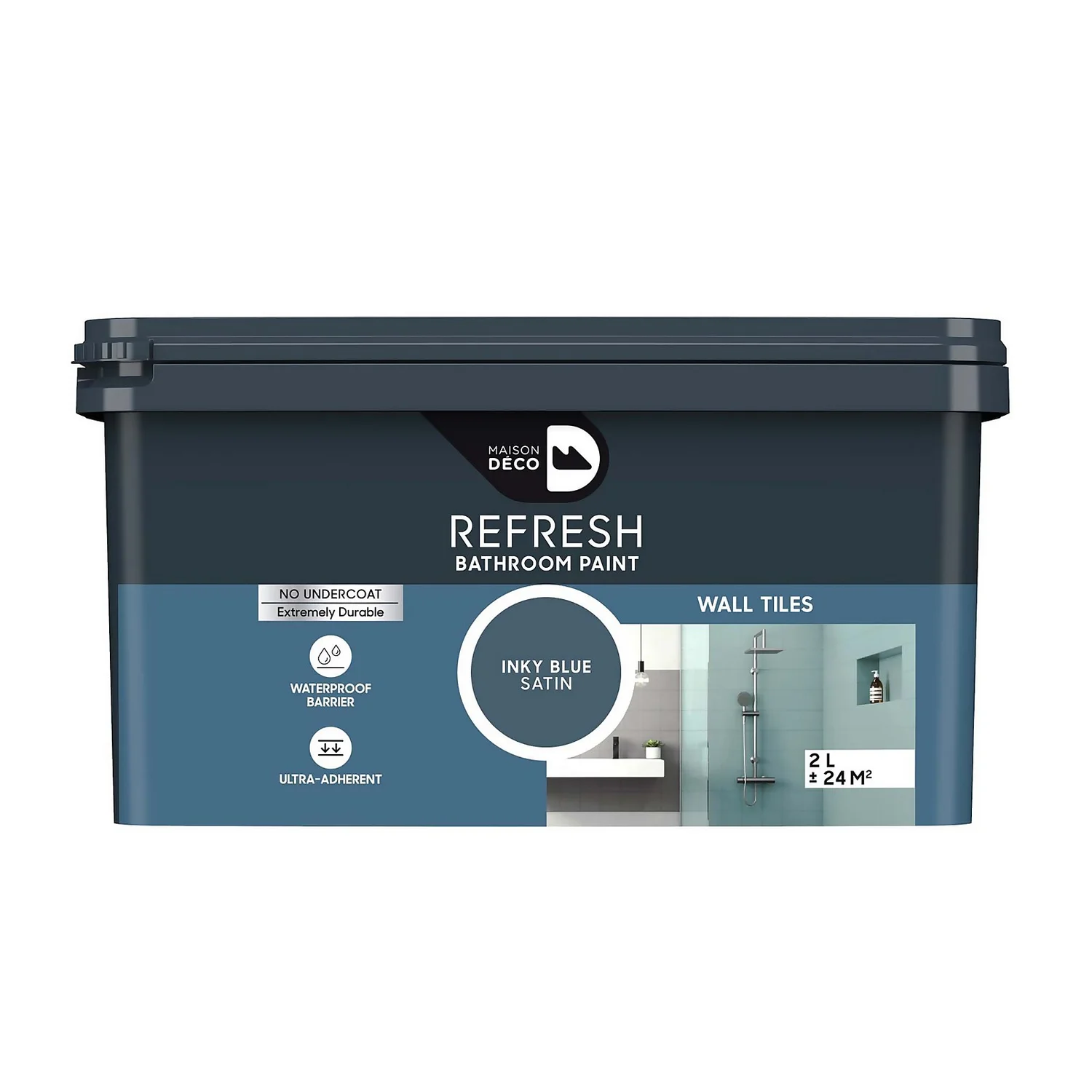 Maison Deco Refresh Bathroom Wall Tile Paint Inky Blue - 2L 1 Maison Deco Refresh Bathroom Wall Tile Paint Inky Blue - 2L