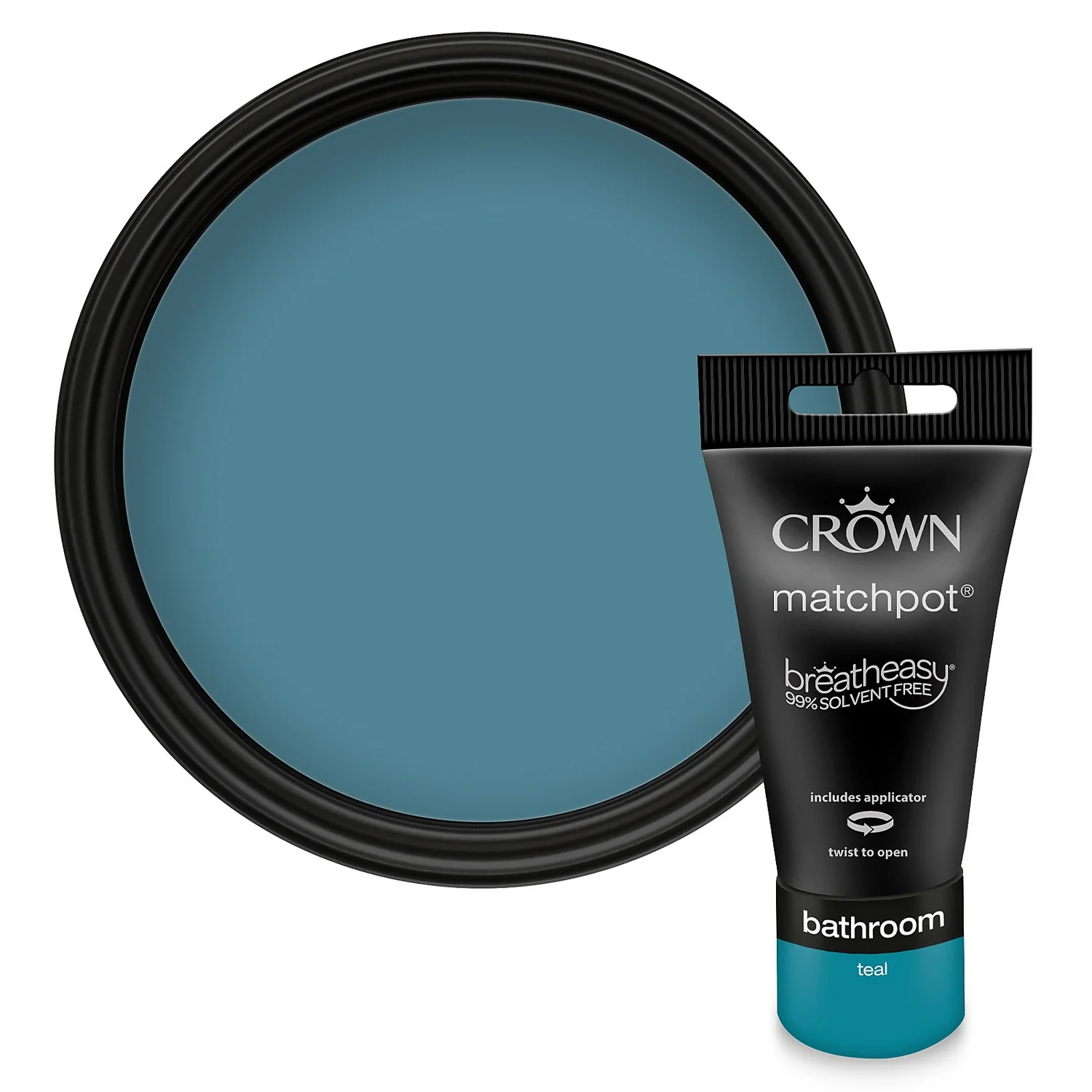 Crown Easyclean Bathroom Paint Teal - 0.04L 1 Crown Easyclean Bathroom Paint Teal - 0.04L