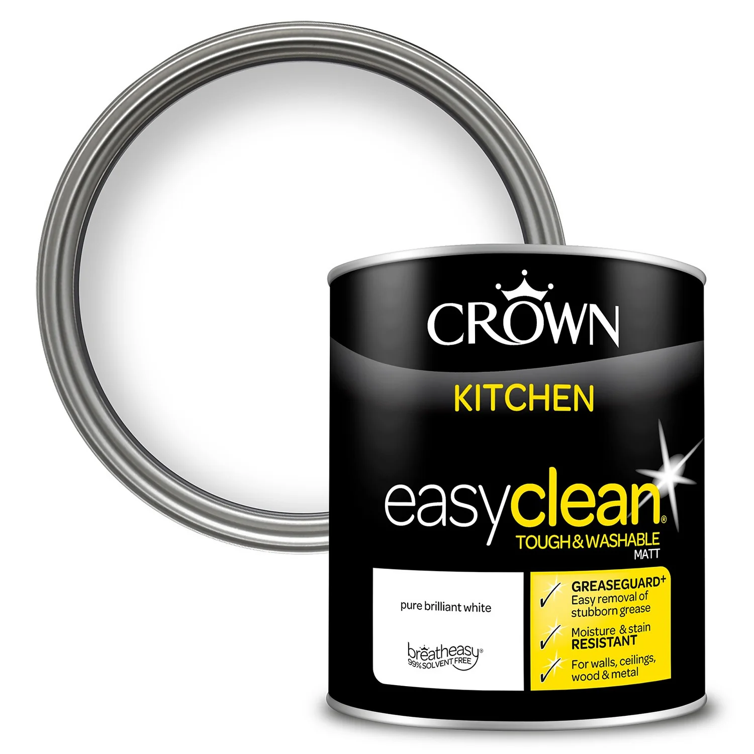 Crown Easyclean Kitchen Paint Brilliant White - 1L 1 Crown Easyclean Kitchen Paint Brilliant White - 1L