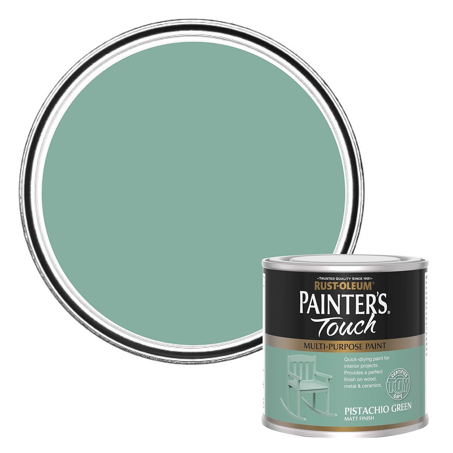 Rust-Oleum Painters Touch Matt Paint Pistachio Green - 250ml 1 Rust-Oleum Painters Touch Matt Paint Pistachio Green - 250ml