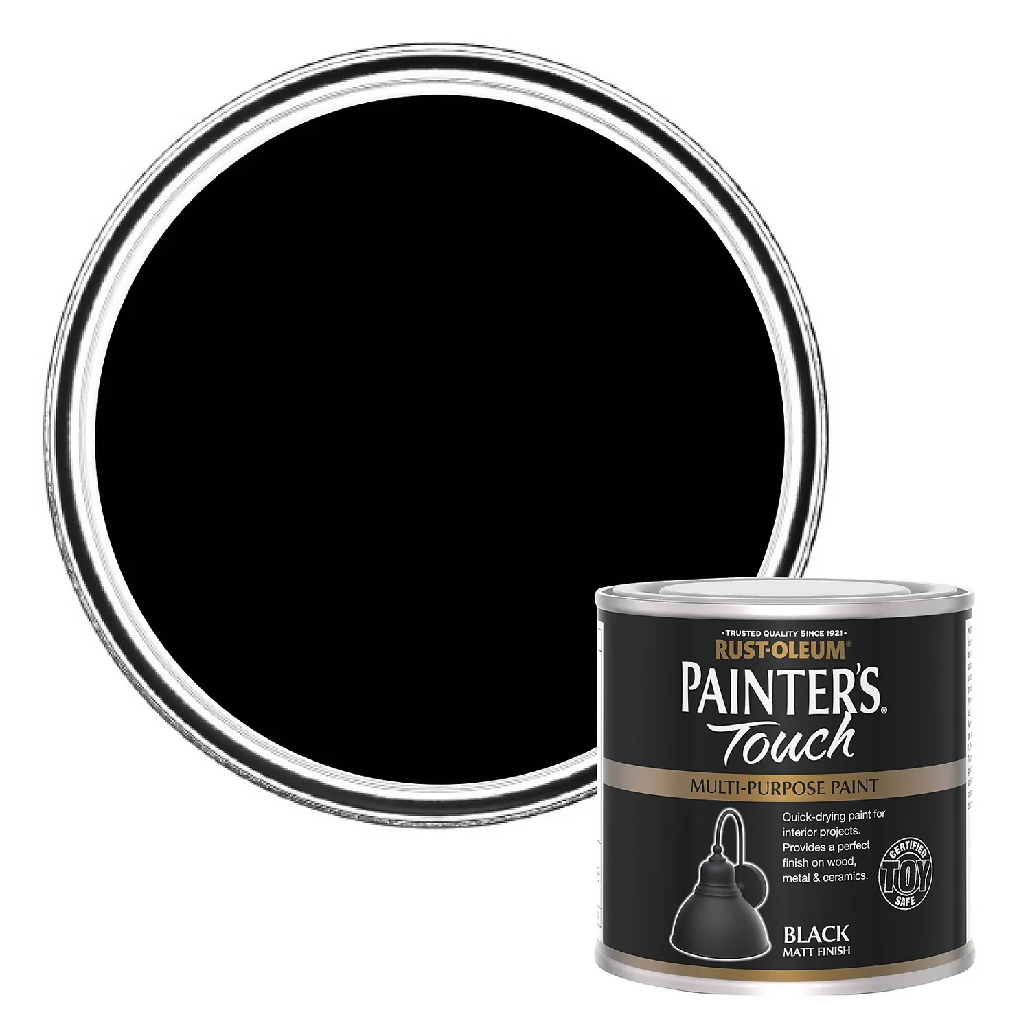 Rust-Oleum Painters Touch Matt Paint Black - 250ml 1 Rust-Oleum Painters Touch Matt Paint Black - 250ml